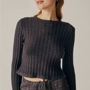 Deluc Gray Buddleia Ribbed Sweater